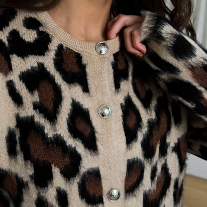 Damen Cardigan mit Leopardenmuster und Knopfdetails Stalluxe