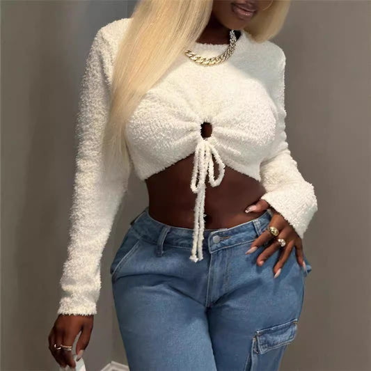 Damen Crop-Top mit Kordelzug und raffiniertem Schnitt Stalluxe