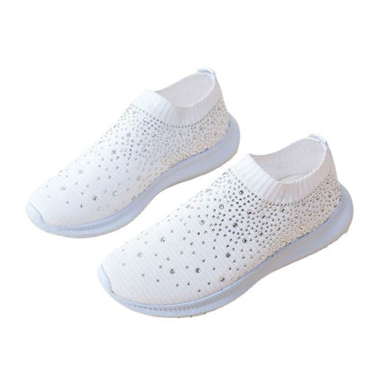 Damen modische Sneaker mit Strass-Applikationen und flexiblem Strick-Obermaterial Stalluxe