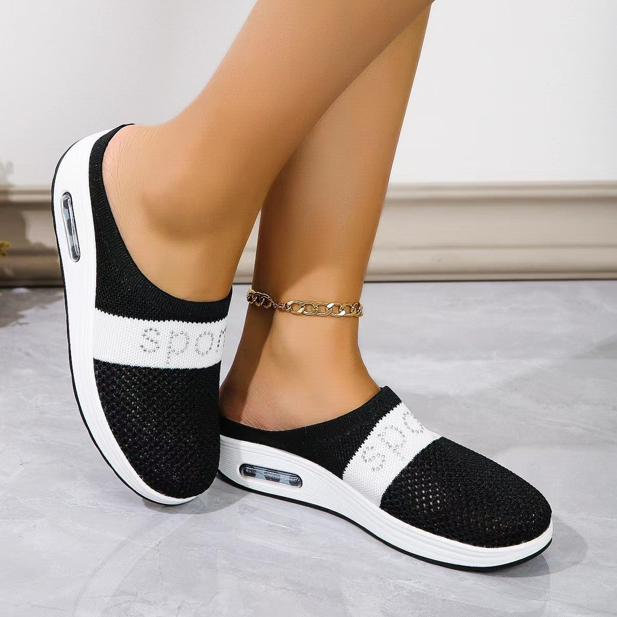 Damen Sportliche Slip-On Clogs mit atmungsaktivem Mesh-Obermaterial und flexiblem Fußbett Stalluxe
