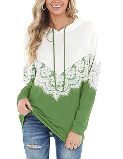 Damen Eleganter Hoodie mit Spitzenapplikationen Stalluxe