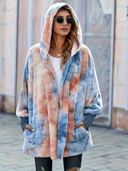 Damen flauschige Kapuzenjacke mit modernem Farbverlauf Stalluxe