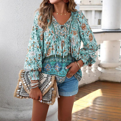 Damen luftige Bluse mit raffiniertem floralem Design und lockerem Schnitt Stalluxe