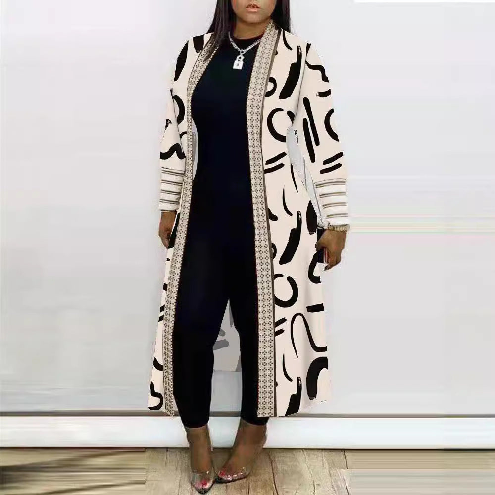 Women's Artistic Print Duster Cardigan Stalluxe