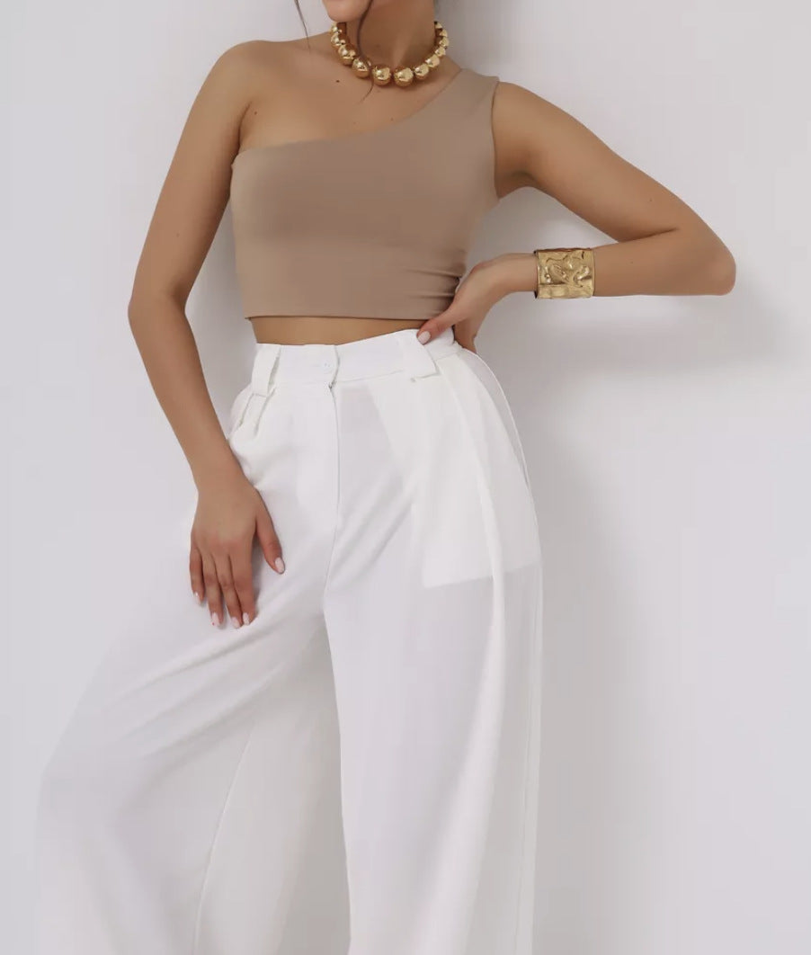 Damen weite Palazzohose mit hohem Bund und eleganter Taillierung Stalluxe