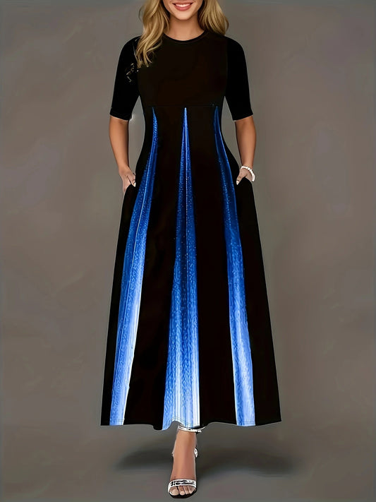 Damen Maxikleid mit eleganten Seitentaschen und luxuriösem Glanz Stalluxe