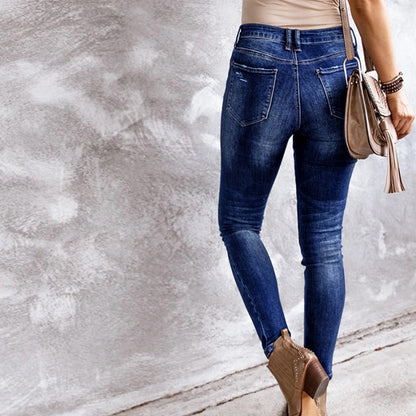 Damen Skinny Jeans mit modischen Rissen Stalluxe