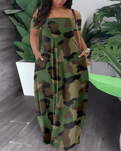 Damen Maxikleid mit modernem grafischem Muster und bequemem Schnitt Stalluxe