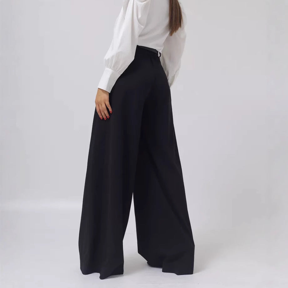 Damen weite Palazzohose mit hohem Bund und eleganter Taillierung Stalluxe