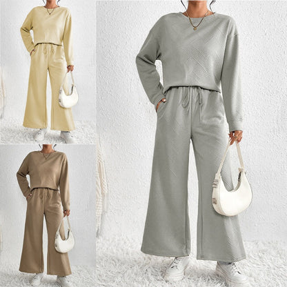 Damen Lässiges Lounge-Set mit weitem Schnitt und bindbarem Taillengürtel Stalluxe