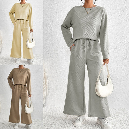 Damen Lässiges Lounge-Set mit weitem Schnitt und bindbarem Taillengürtel Stalluxe