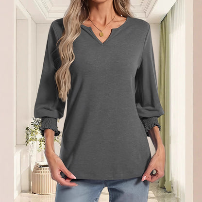 Damen lässiges Blusenshirt mit elastischen Ärmelbündchen Stalluxe