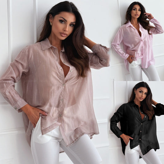 Damen elegante und leicht transparente Bluse Stalluxe
