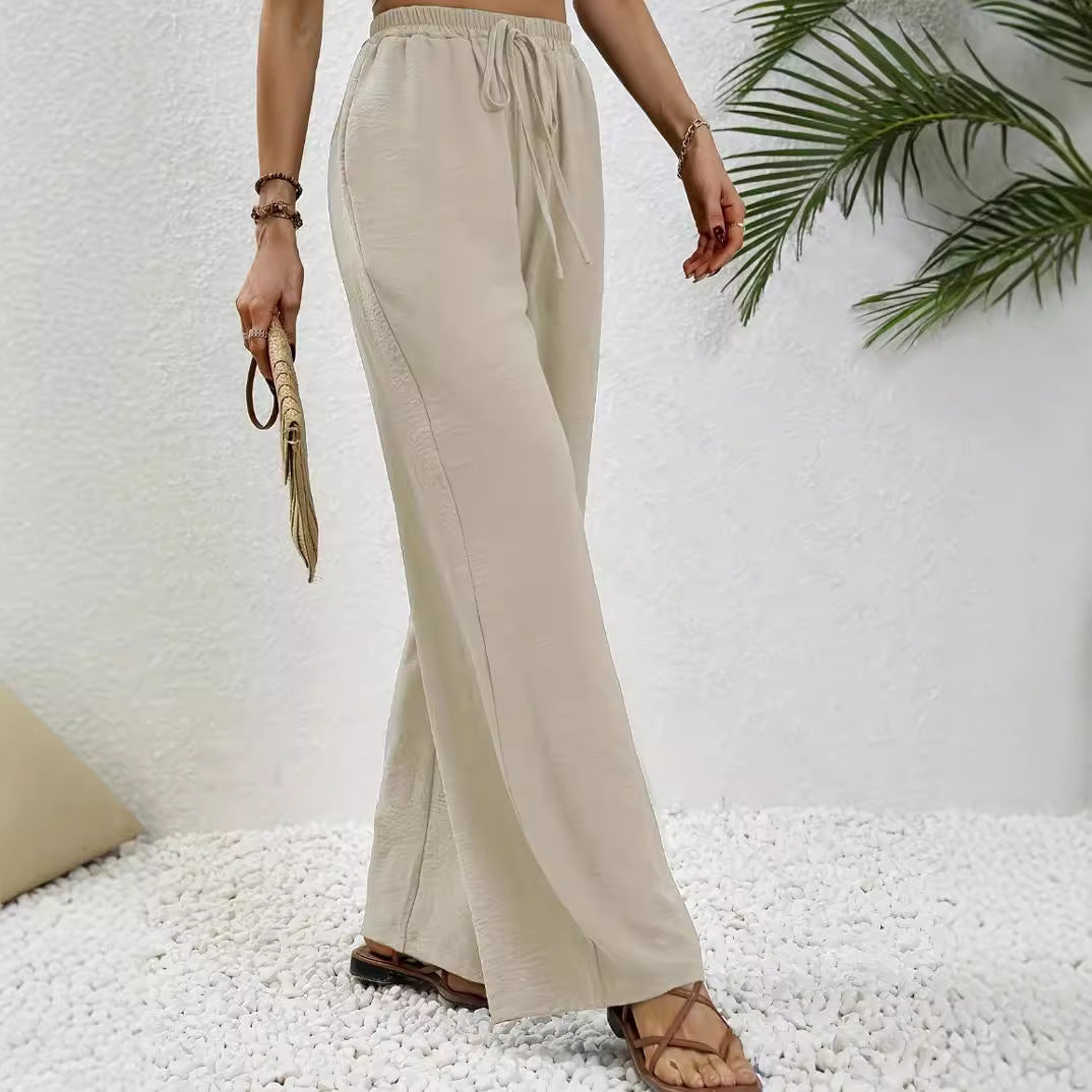 Damen weite Relaxed-Lounge-Hose mit elastischem Bund und Kordelzug Stalluxe