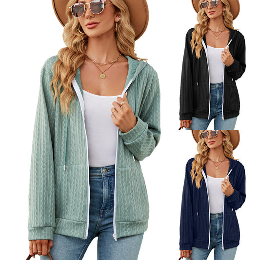 Damen lässige Strickjacke mit Textur und Kapuze Stalluxe