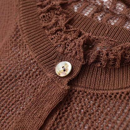 Damen luftige Strickjacke mit fließendem Schnitt und Rüschendetails Stalluxe