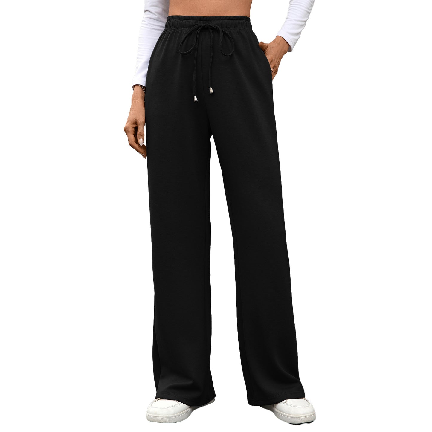Damen Weite Baumwoll-Loungehose mit elastischem Bund Stalluxe