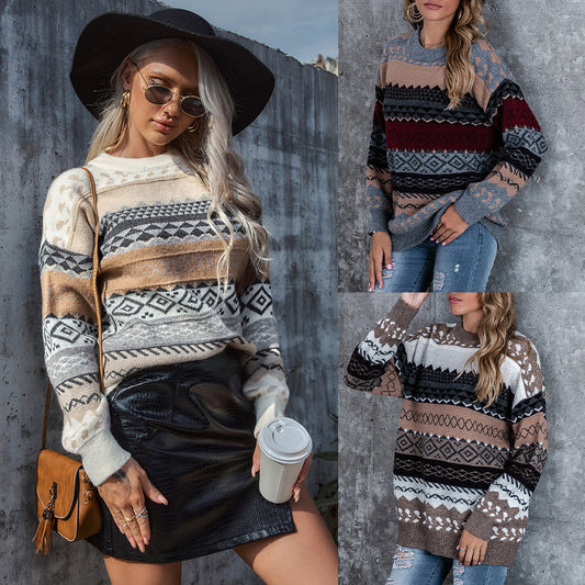 Damen Strickpullover mit grafischem Muster und lässigem Schnitt Stalluxe