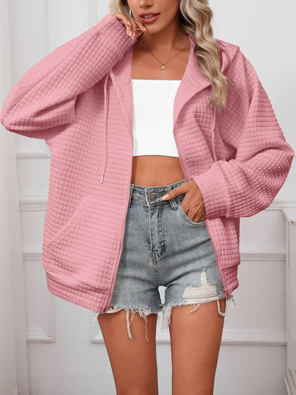 Damen Oversized Kapuzenjacke aus strukturiertem Material Stalluxe