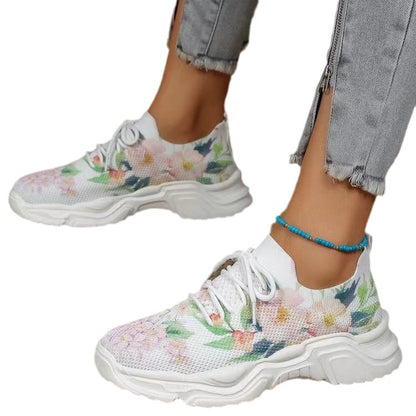 Damen modische Sneakers mit floralem Design und gepolsterter Sohle Stalluxe