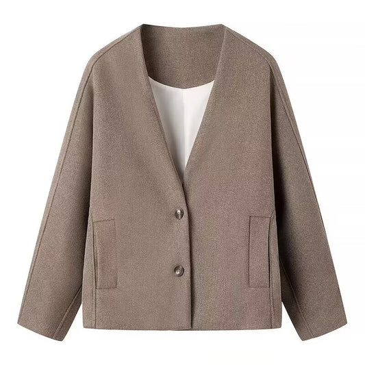 Damen elegante modische Jacke mit strukturiertem Gewebe und langen Ärmeln Stalluxe