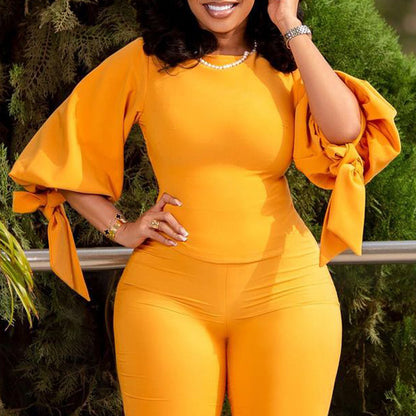 Damen Bluse mit voluminösen Ärmeln und Bänder Stalluxe