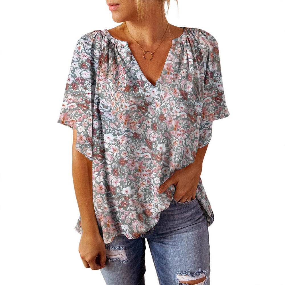 Damen Leichte Blumenmuster Bluse Stalluxe