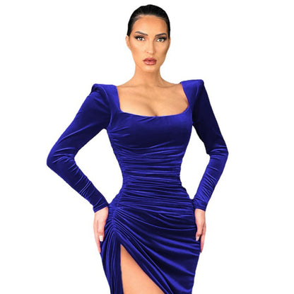Damen Figurbetontes Wickelkleid mit langem Arm und seitlichem Schlitz Stalluxe