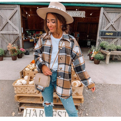 Damen Karo-Casualjacke mit Knöpfen und bequemer Passform Stalluxe