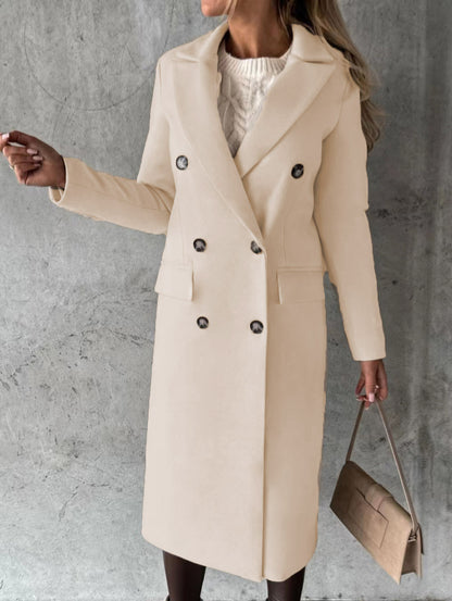 Damen eleganter doppelter Knopf-Mantel mit tailliertem Schnitt Stalluxe