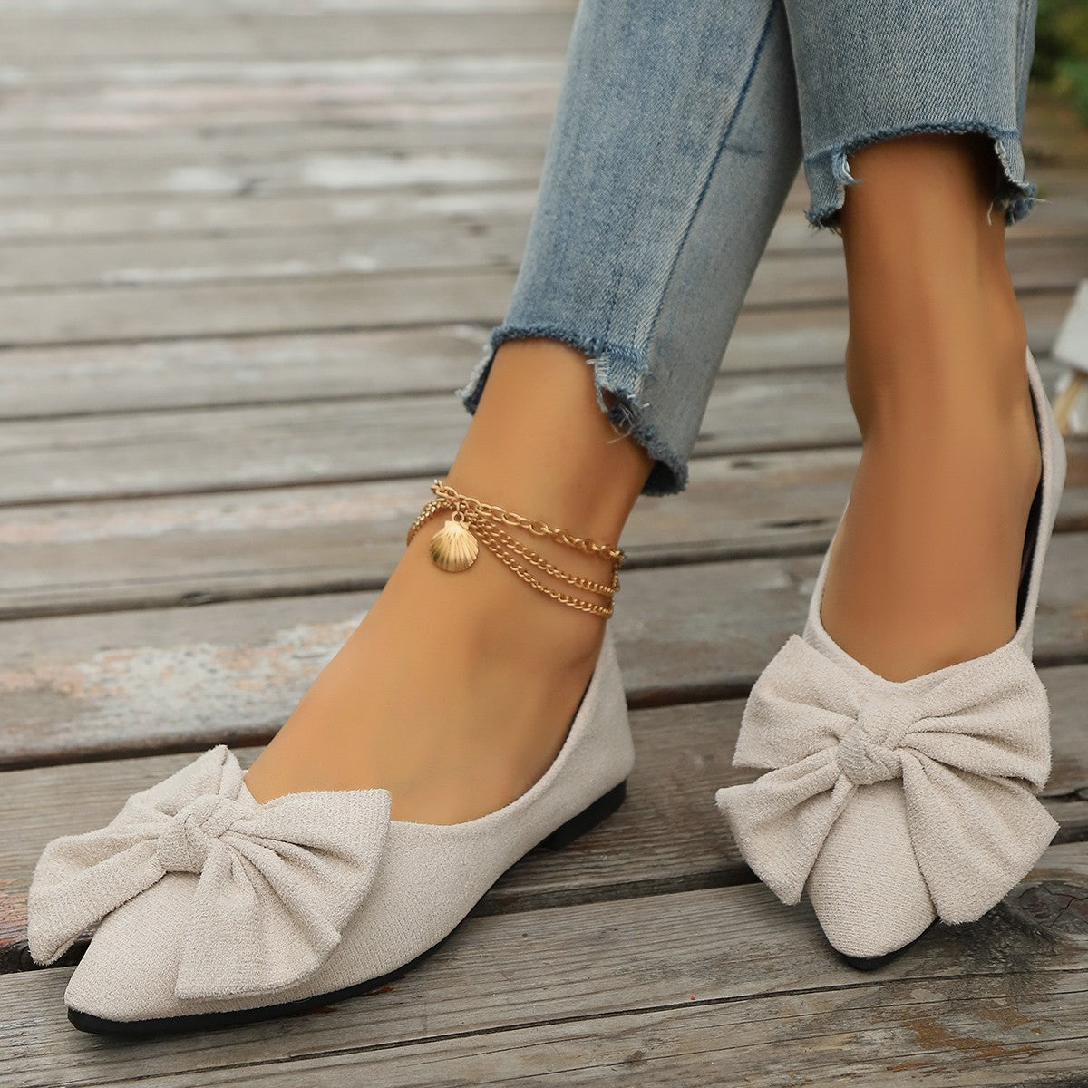 Damen Ballerinas mit eleganter Schleifenverzierung und weichem Innenfutter Stalluxe