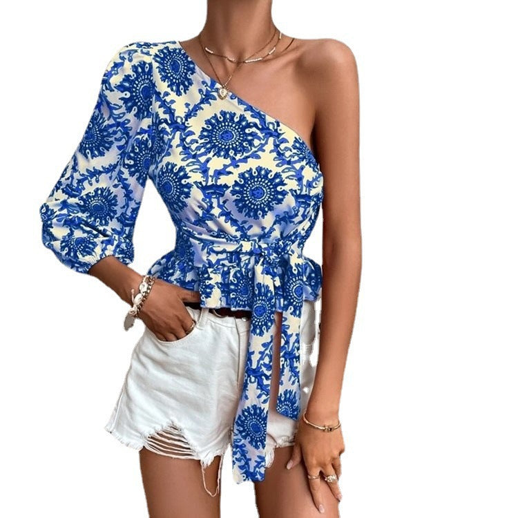 Damen asymmetrisches Ein-Schulter-Peplum-Top Stalluxe