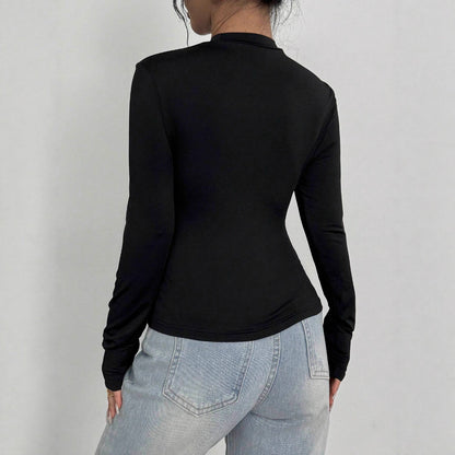 Damen Langärmliges T-Shirt mit 3D-Blumenapplikation Stalluxe