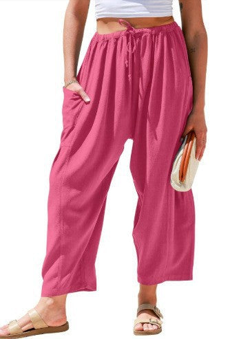 Damen Weit geschnittene Sommerhose mit elastischem Bund und praktischen Seitentaschen Stalluxe