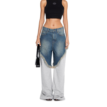 Damen Oversized Jeans mit einzigartigen Fransen-Details und modernem Schnitt Stalluxe Hellblau