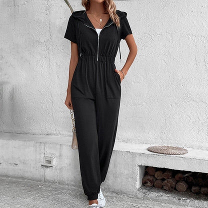 Damen Kapuzenoverall mit praktischem Reißverschluss und elastischem Bund Stalluxe