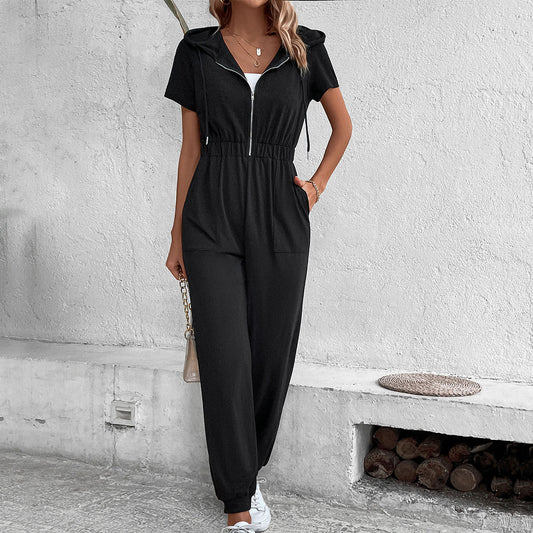 Damen Kapuzenoverall mit praktischem Reißverschluss und elastischem Bund Stalluxe