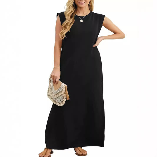Frauen Casual Maxi Kleid mit Cap Sleeve Design Stalluxe
