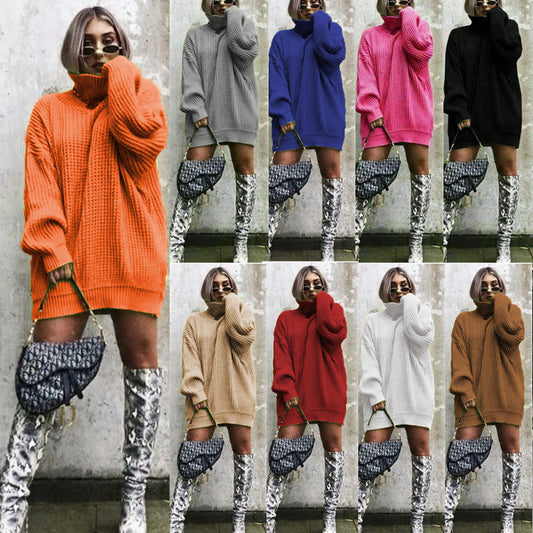 Damen Oversized Strickpullover mit hohem Kragen und Waffelmuster Stalluxe