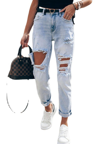 Damen Ripped Boyfriend Jeans im lässigen Vintage-Stil mit hohem Bund Stalluxe