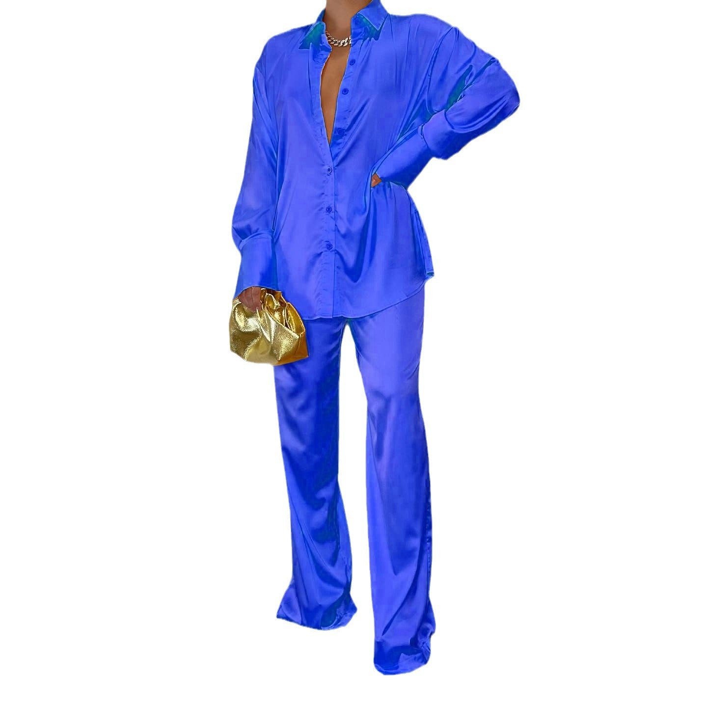 Damen Satin Pyjama-Set mit elegantem Schnitt und luxuriösem Glanz Stalluxe