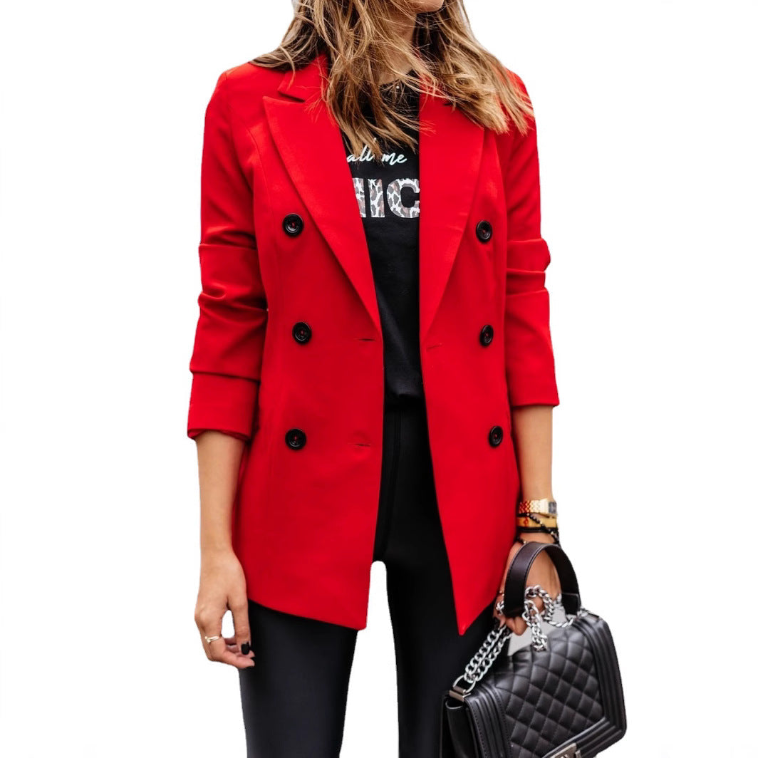 Damen eleganter Blazer mit doppelter Knopfleiste und tailliertem Schnitt Stalluxe