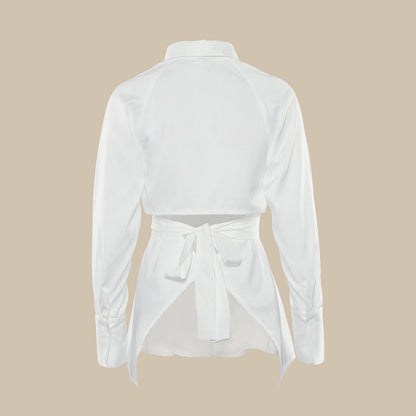 Damen Stylish Off-Shoulder Bluse mit Puffärmeln und Taillengürtel Stalluxe