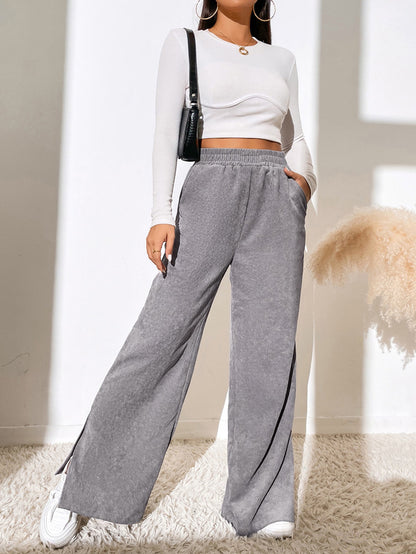 Women's Ribbed Wide-Leg Trousers Stalluxe