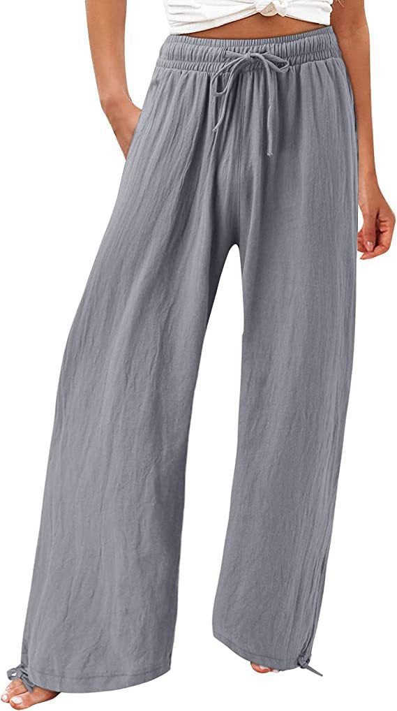Damen Weite Sommerhose aus leichtem Material mit verstellbarem Bund Stalluxe
