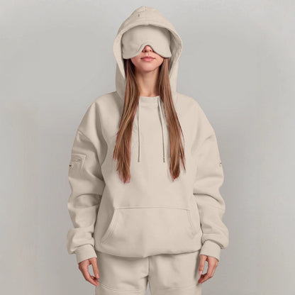 Damen kuscheliger Oversized Hoodie mit integrierter Augenmaske Stalluxe
