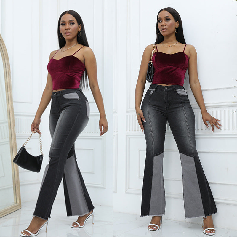 Damen High-Waist Jeans im Colorblock-Design Stalluxe