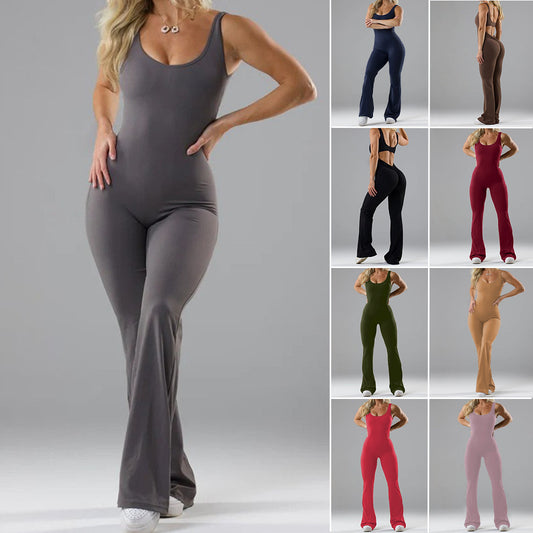 Damen Sportlicher Flared Jumpsuit mit weichem Material Stalluxe
