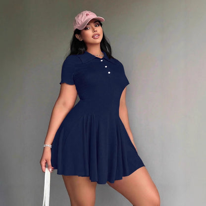 Damen Polo-Kleid mit schwingendem Rock und eleganter Knopfleiste Stalluxe