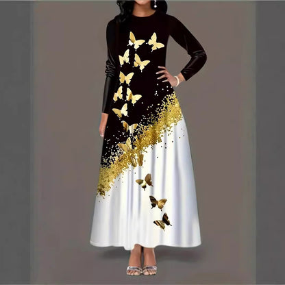 Damen Elegantes Langarmkleid mit Schmetterlingsdesign Stalluxe